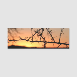 Etiqueta Para Nombres Atardecer africano con espinosa silueta de árbol d