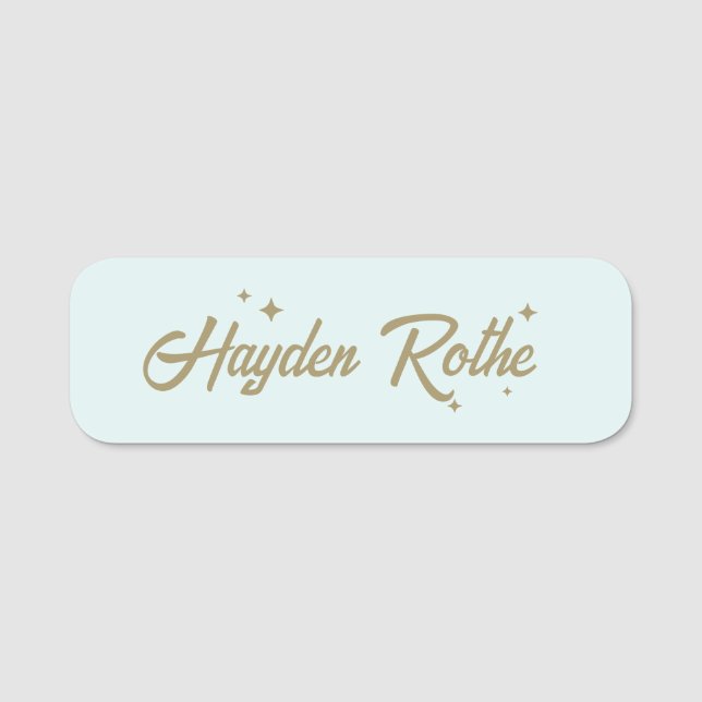 Etiqueta Para Nombres Azul Retro Pastel (Anverso)