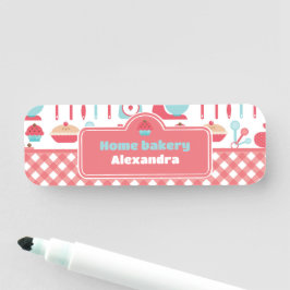 Etiqueta Para Nombres Bakery Baking Utensils Red Gingham