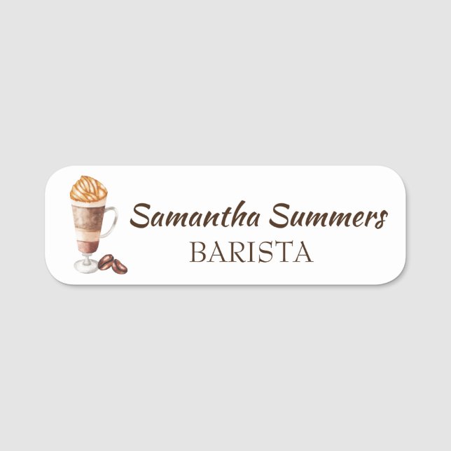 Etiqueta Para Nombres Barista Café Expreso Latte Café (Anverso)
