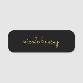 Etiqueta Para Nombres Black and Gold Script  | Stylish Monogram Modern