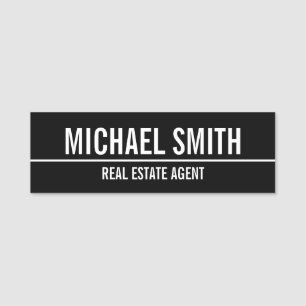 Etiqueta Para Nombres Black Modern Professional Personalized Name Tag