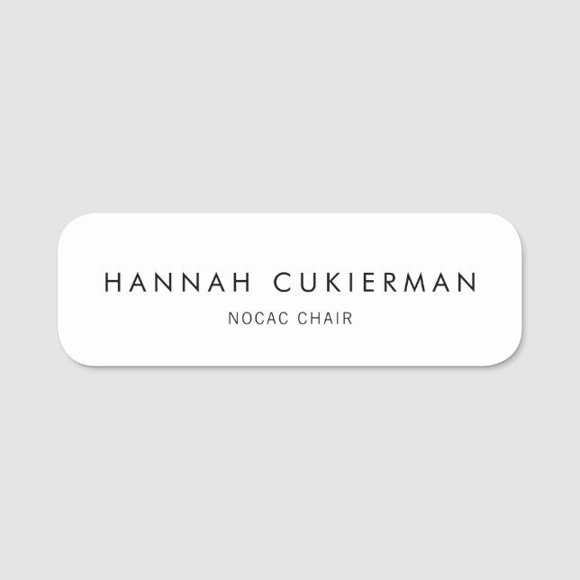 Etiqueta Para Nombres Blanco sencillo y sencillo (Anverso)