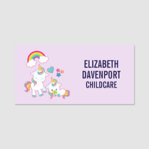 Etiqueta Para Nombres Blanco y blanco lindo Unicornio mamá mágica y bebé