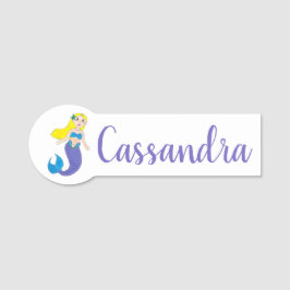 Etiqueta Para Nombres Blona Natación Magia Sirena Chica Púrpura Cola