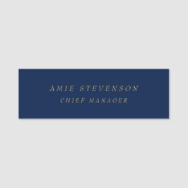 Etiqueta Para Nombres Blue Gold Colors Profesional Clásica Plain