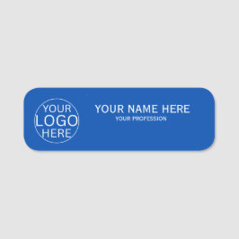 Etiqueta Para Nombres Blush Azul Rústico Logo Personalizado Empleado 