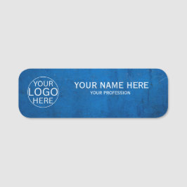 Etiqueta Para Nombres Blush Azul Rústico Logotipo Personalizado Empleado