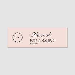 Etiqueta Para Nombres Blush Pink Script Logo Hair Makeup