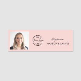 Etiqueta Para Nombres Blush Pink Script Logo Photo Makeup