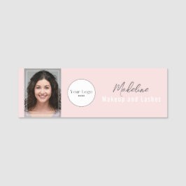 Etiqueta Para Nombres Blush Pink Script Logo Photo Makeup