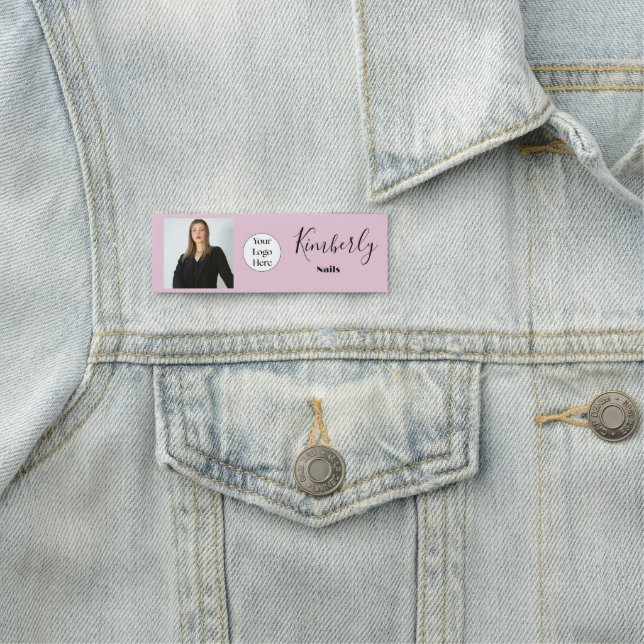 Etiqueta Para Nombres Blush Pink Script Logo Photo Manicurist (In situ)