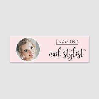 Etiqueta Para Nombres Blush Rosa Belleza Profesional Estilista de Uñas F
