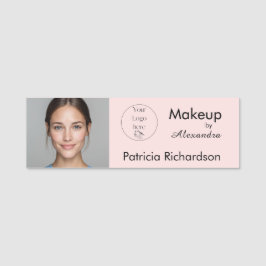 Etiqueta Para Nombres Blush Rosa Logotipo de Escritura Foto Maquillaje N