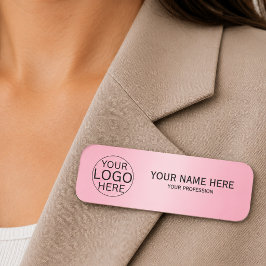 Etiqueta Para Nombres Blush Rosa Rústico Logo Personalizado Empleado 