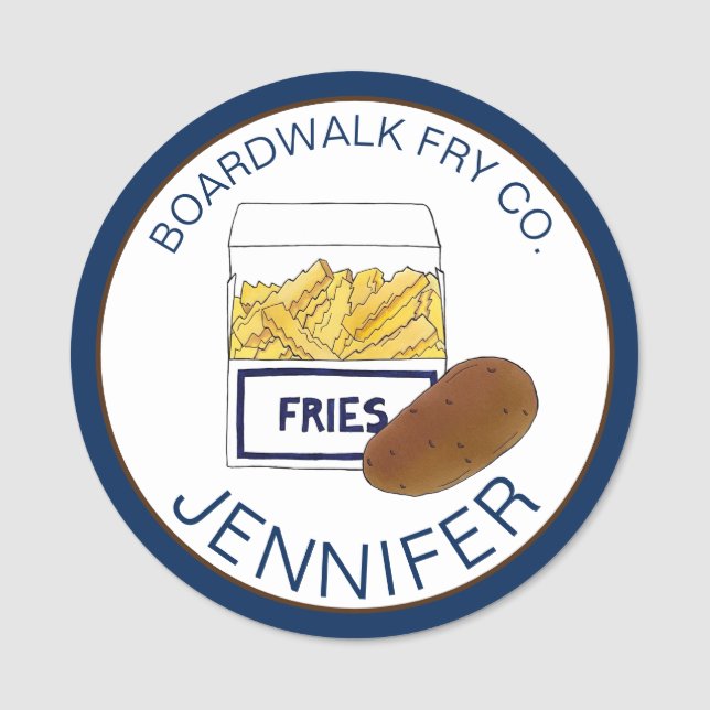 Etiqueta Para Nombres Boardwalk Beach Fries Franceses Patatas fritas (Anverso)