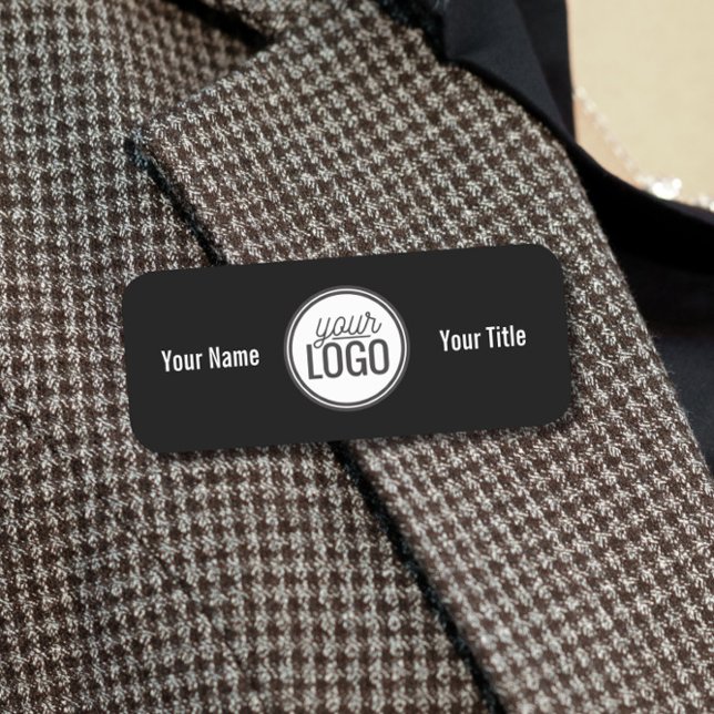 Etiqueta Para Nombres Bold Black & White Name & Logo Professional (Subido por el creador)