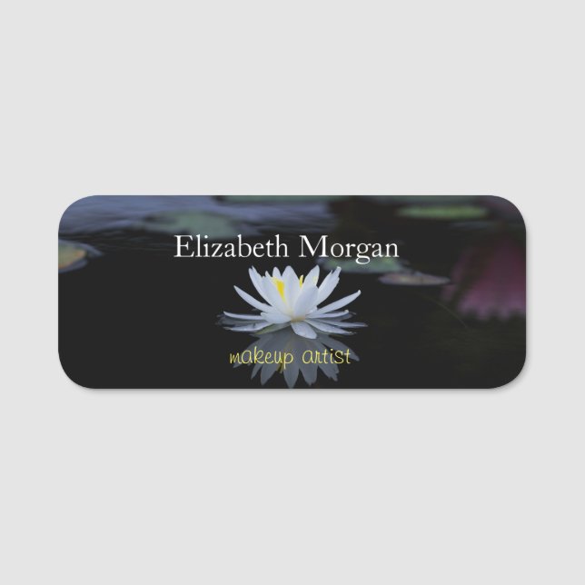 Etiqueta Para Nombres Bonito Lotus blanco, lago (Anverso)