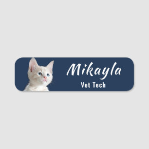 Etiqueta Para Nombres Bonito White Kitty Vet Tech  