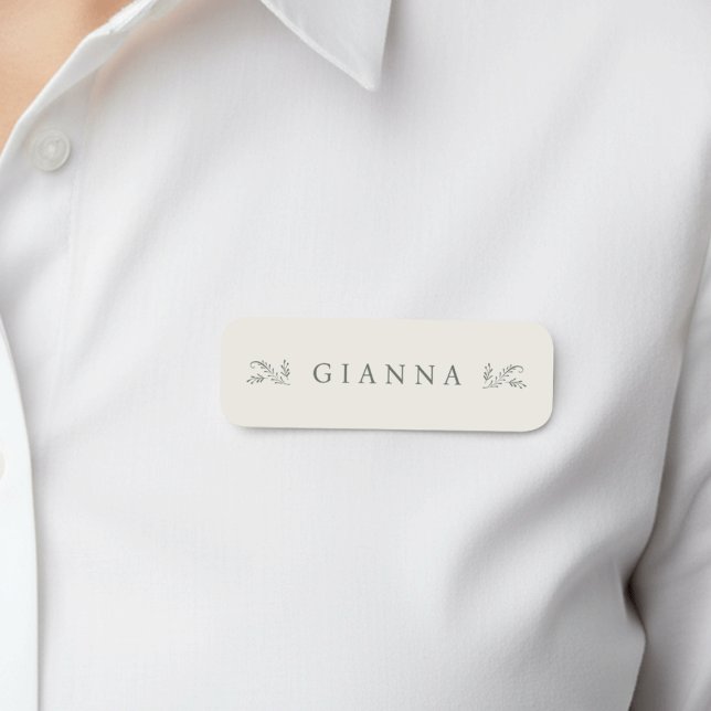 Etiqueta Para Nombres Botánica elegante verde y crema (Subido por el creador)