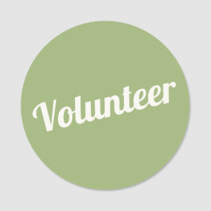 Etiqueta Para Nombres Botones de Voluntario Verde Salvia con Alfiler