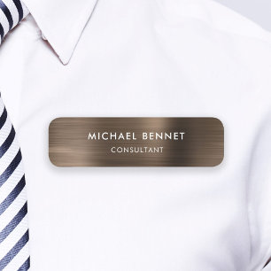 Etiqueta Para Nombres Bronze Brown Metallic Profesional Business