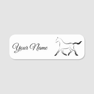 Etiqueta Para Nombres Caballo elegante de color negro