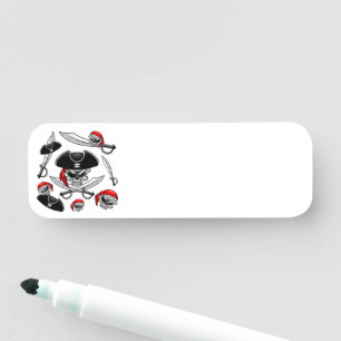 Etiqueta Para Nombres Calavera pirata con sabers cruzados