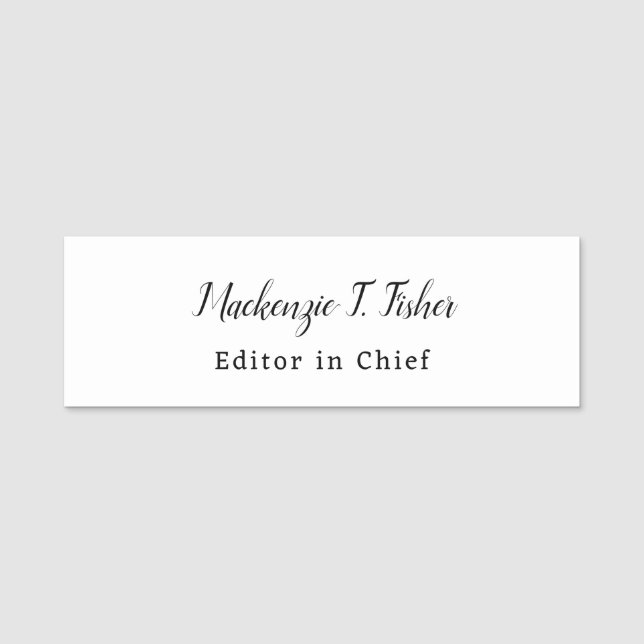 Etiqueta Para Nombres Caligrafía clásica Elegante Plata Simple Blanco (Anverso)