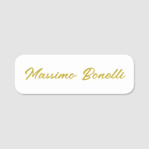 Etiqueta Para Nombres Caligrafía Elegante Dorado Blanco Sencillo Nombre 