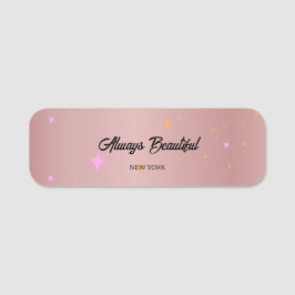 Etiqueta Para Nombres Caligrafía esteticista de guión de oro Rosa