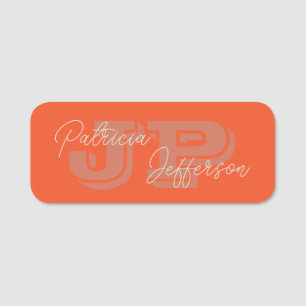 Etiqueta Para Nombres Caligrafía manuscrita: Monogramada única Naranja