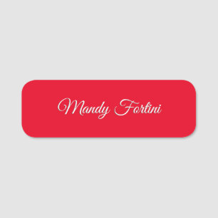 Etiqueta Para Nombres Caligrafía Minimalista elegante de la llanura roja