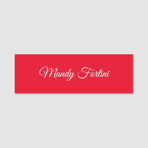 Etiqueta Para Nombres Caligrafía Minimalista elegante de la llanura roja