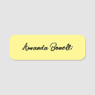 Etiqueta Para Nombres Caligrafía Minimalista simple y amarilla clara