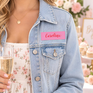 Etiqueta Para Nombres Caligrafía personalizada de rosa rojo de moda simp
