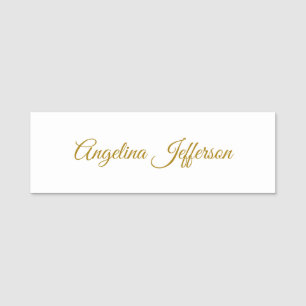 Etiqueta Para Nombres Caligrafía Profesional Elegante Color Dorado