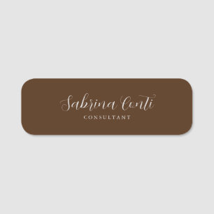 Etiqueta Para Nombres Caligrafía profesional marrón moderna moderna mode