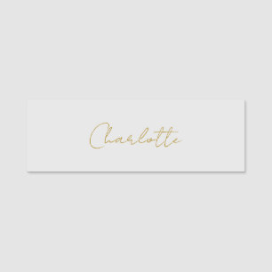 Etiqueta Para Nombres Calligraphy Gold Color Gray Personalizado Personal
