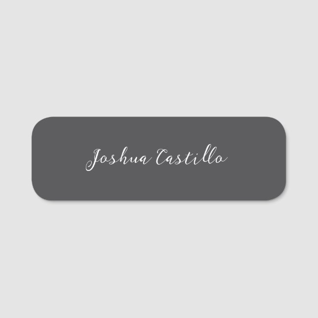 Etiqueta Para Nombres Calligraphy Simple Grey Professional Name (Anverso)