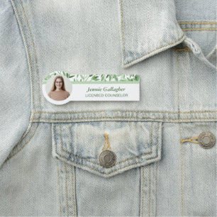 Etiqueta Para Nombres Calm Soft Green Greenerenerenery Round ID Photo