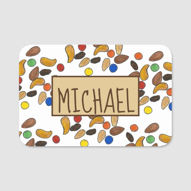 Etiqueta Para Nombres Camping Senderismo Mezcla de aperitivos Campamento (Anverso)