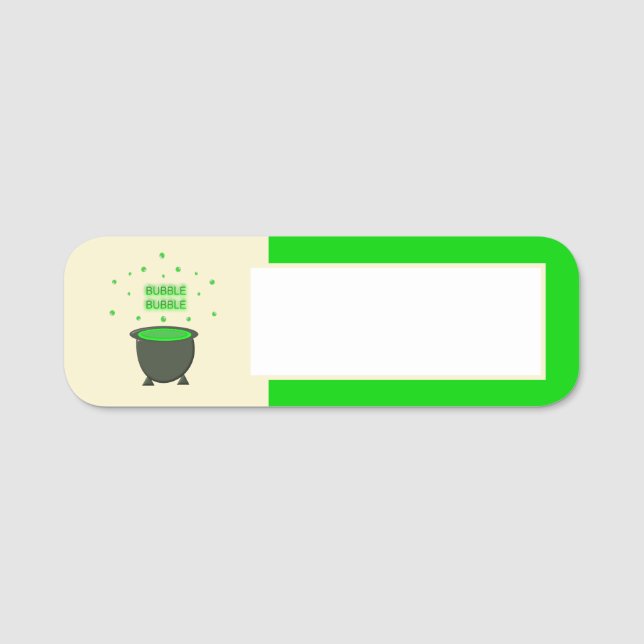 Etiqueta Para Nombres Cauldron y Bubbling Green Brew Halloween (Anverso)