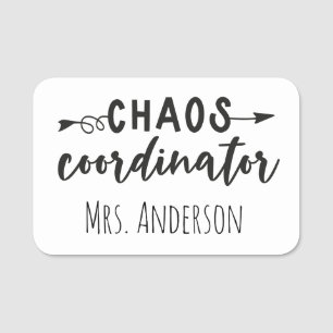 Etiqueta Para Nombres Chaos Coordinador Oficina Coworker Mom