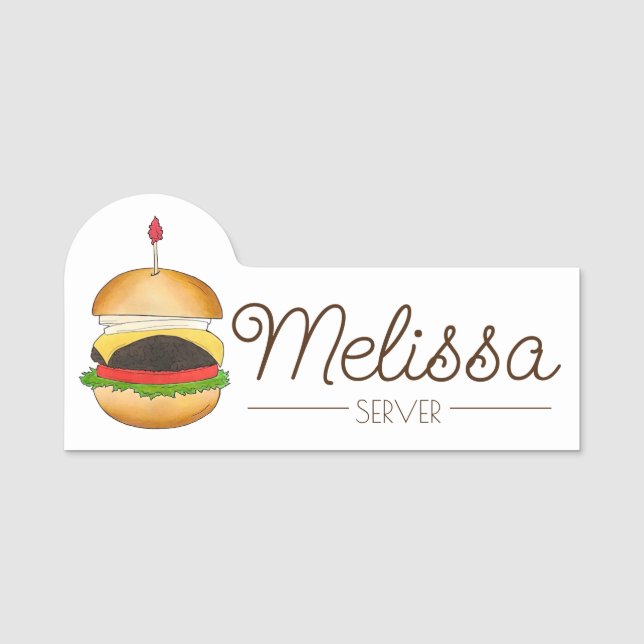 Etiqueta Para Nombres Cheese Burger Cheeseburger Bar Grille Restaurant (Anverso)
