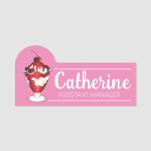 Etiqueta Para Nombres Cherries Jubilee Sundae Ice Cream Scoop Shop