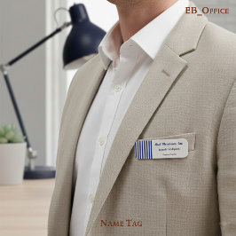Etiqueta Para Nombres Chic Azul Marino y Blanco Rayas Boutique Ejecutivo