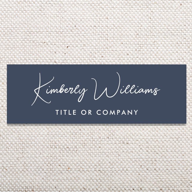 Etiqueta Para Nombres Chic Script Professional Blue (Chic Script Professional Black Name Tag)