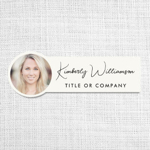 Etiqueta Para Nombres Chic Script Professional Cream Photo