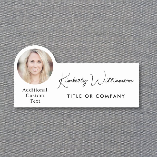 Etiqueta Para Nombres Chic Script Professional Photo (Chic Script Professional Photo Name Tag)